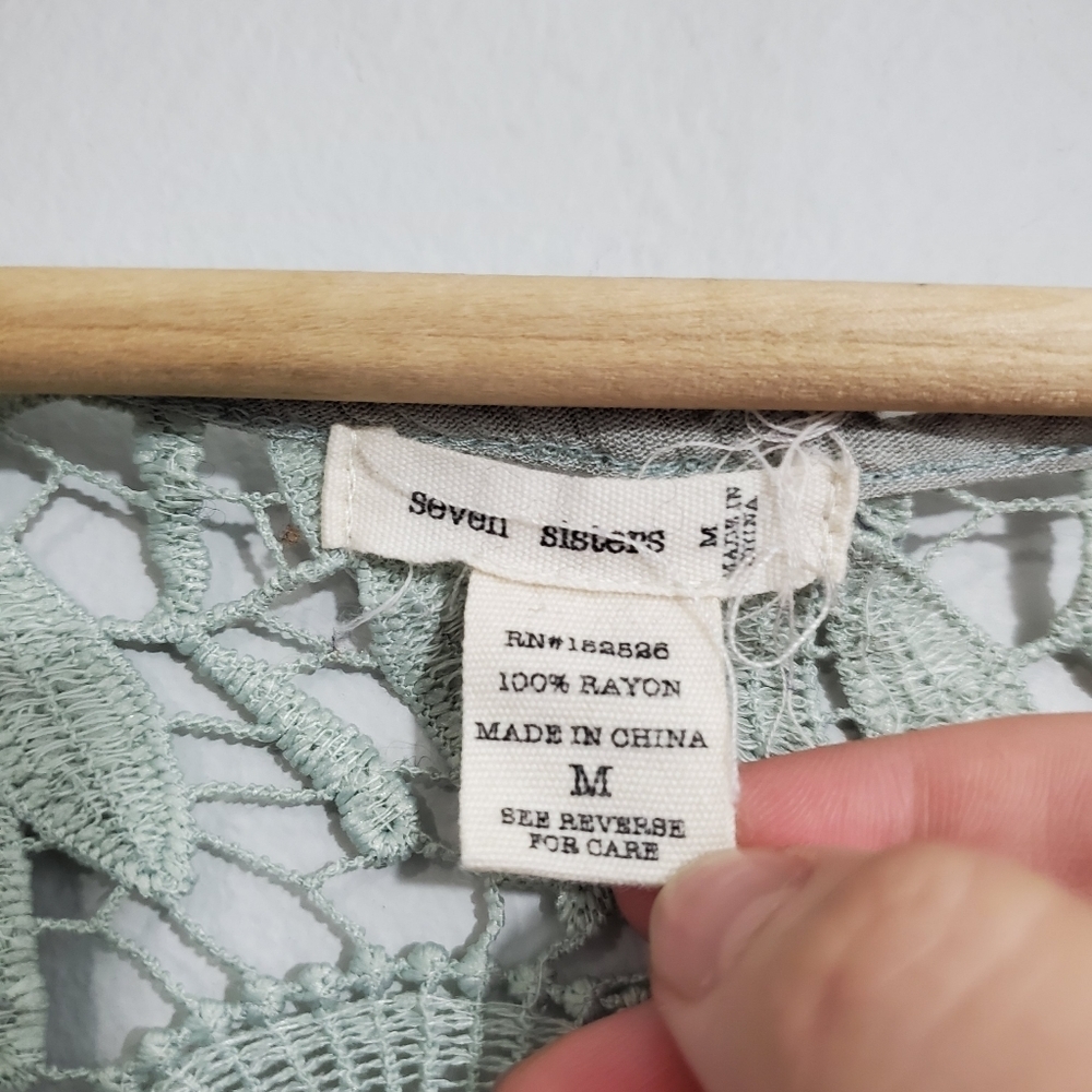 Anthro Seven Sisters Pale Seafoam Eyelet Blouse View 3